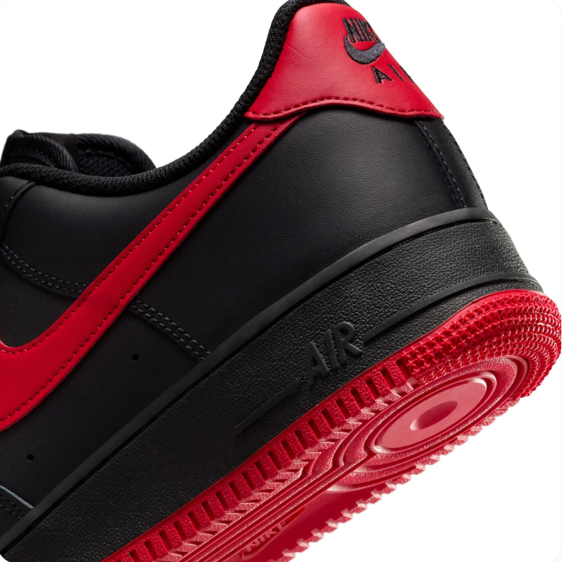 Nike Air Force 1 Low Sneakers - Black & Red