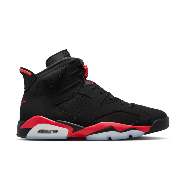 Jordan High-Top Sneakers - Black & Red with Translucent Sole Details