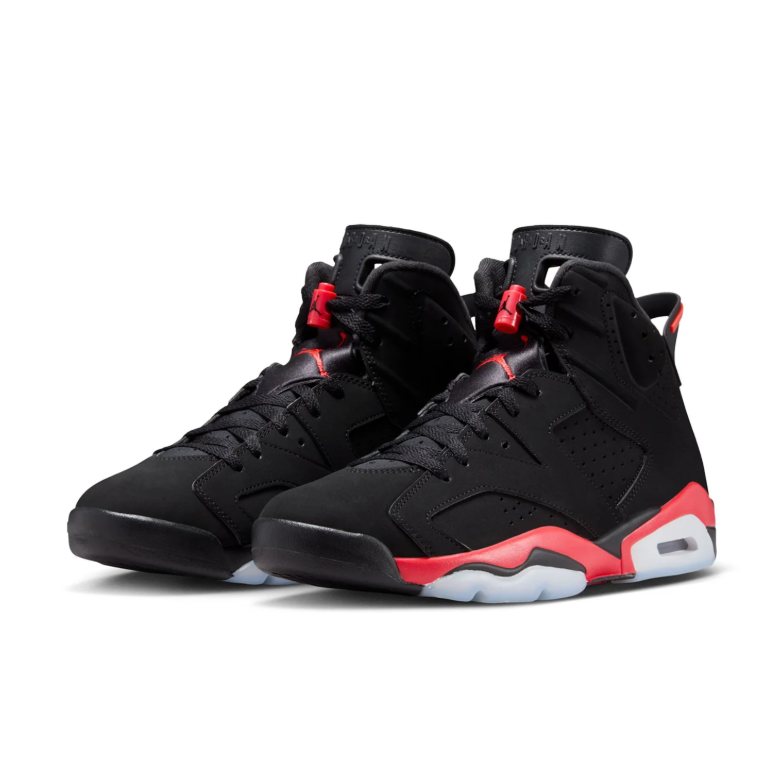 Jordan High-Top Sneakers - Black & Red with Translucent Sole Details