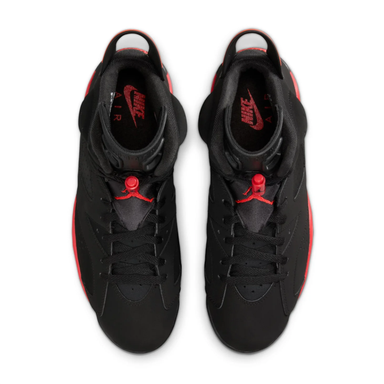 Jordan High-Top Sneakers - Black & Red with Translucent Sole Details