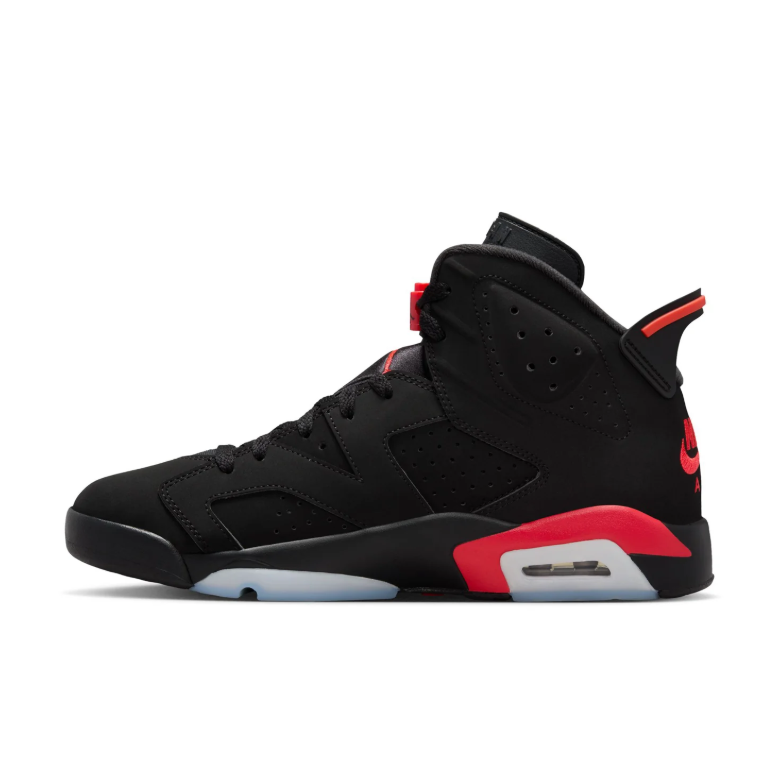 Jordan High-Top Sneakers - Black & Red with Translucent Sole Details