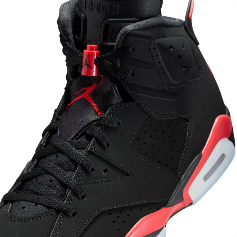Jordan High-Top Sneakers - Black & Red with Translucent Sole Details