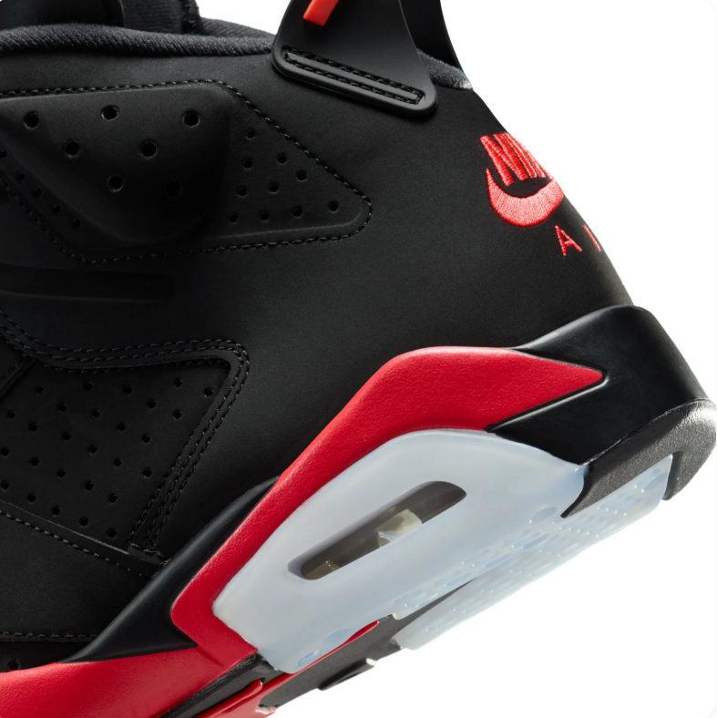 Jordan High-Top Sneakers - Black & Red with Translucent Sole Details