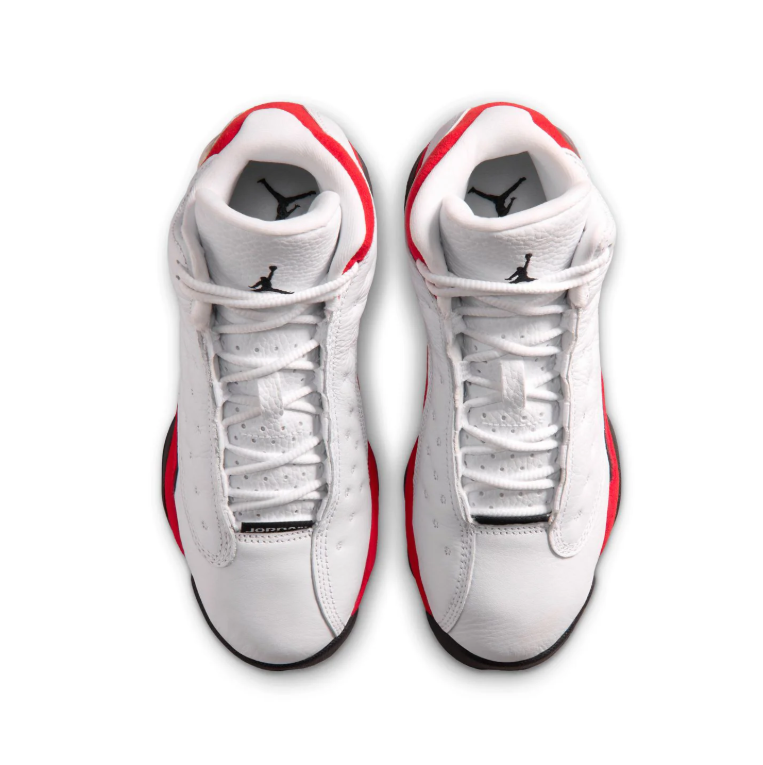Jordan High-Top Sneakers - White & Red with Black Sole Details