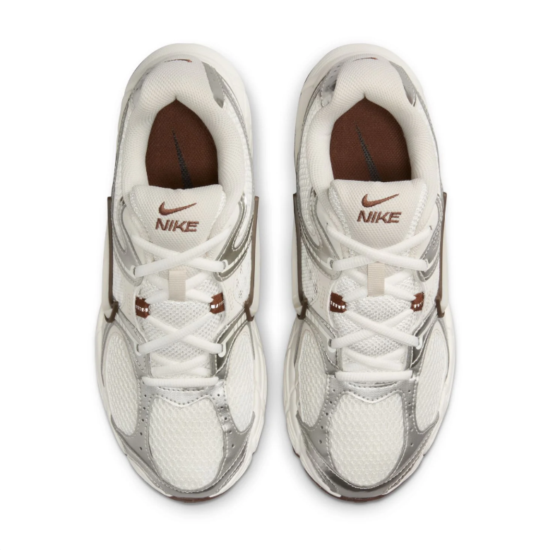 Nike Sneakers - Cream & Metallic Silver with Brown Accents