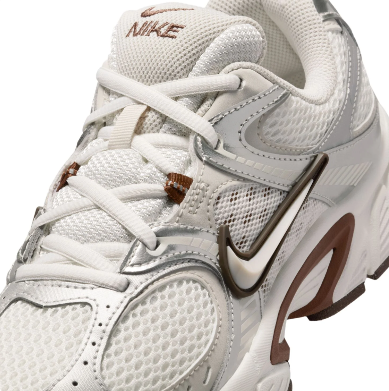 Nike Sneakers - Cream & Metallic Silver with Brown Accents