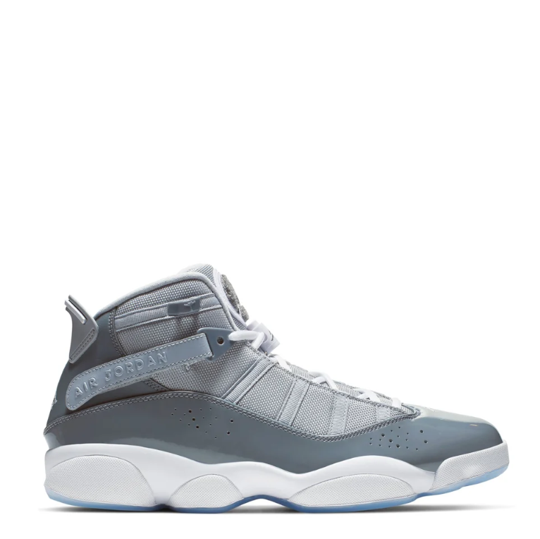 Jordan High-Top Sneakers - Grey & White with Icy Blue Sole