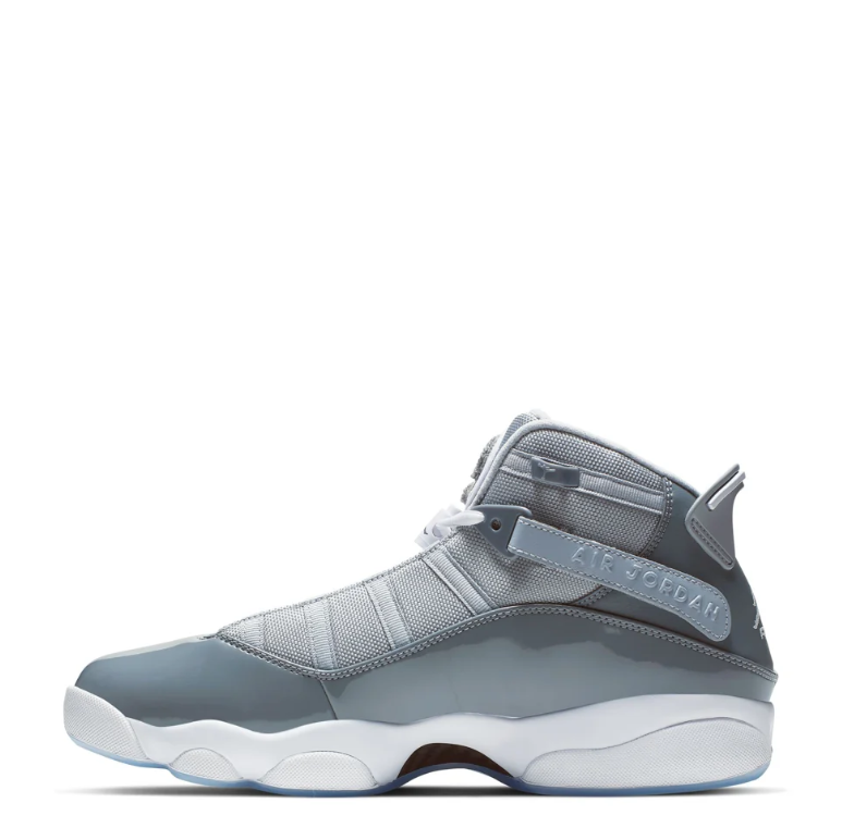 Jordan High-Top Sneakers - Grey & White with Icy Blue Sole