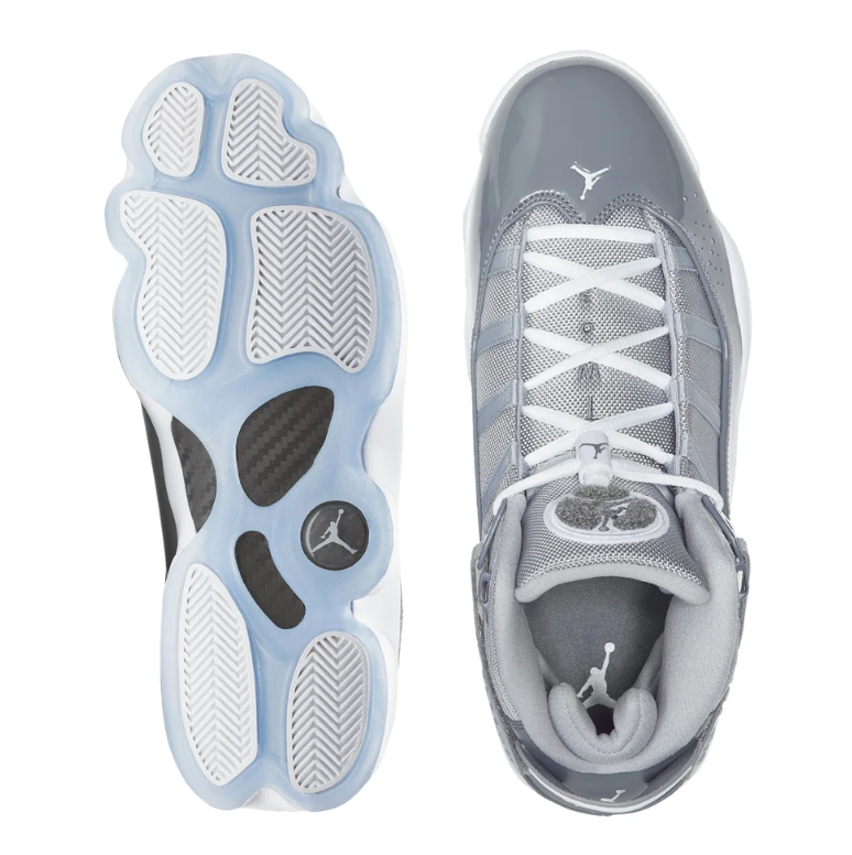 Jordan High-Top Sneakers - Grey & White with Icy Blue Sole