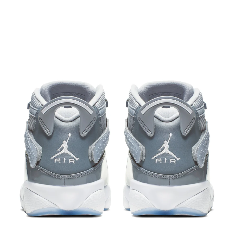 Jordan High-Top Sneakers - Grey & White with Icy Blue Sole