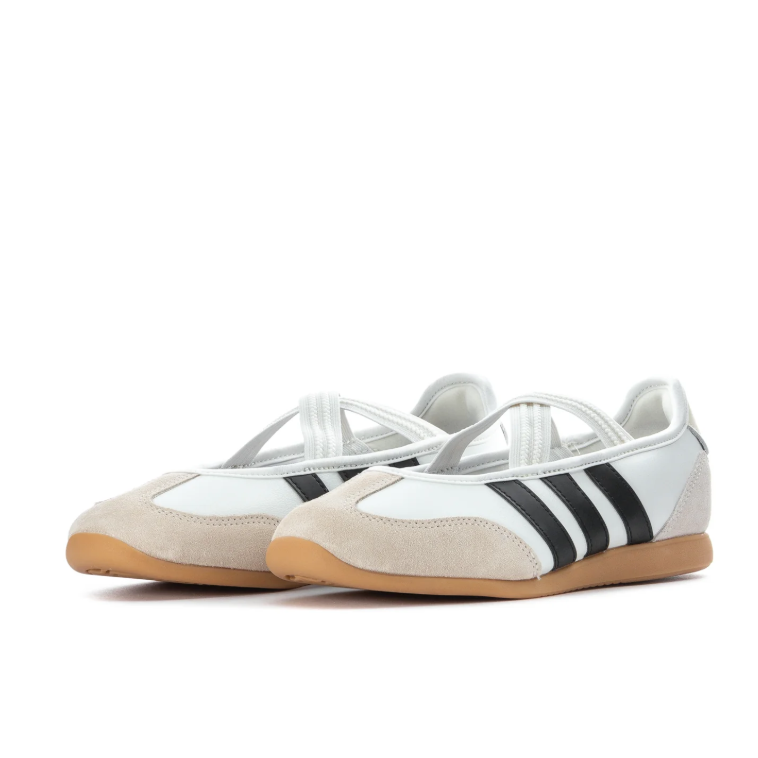 Adidas Ballet Flats - White & Black with Crisscross Straps