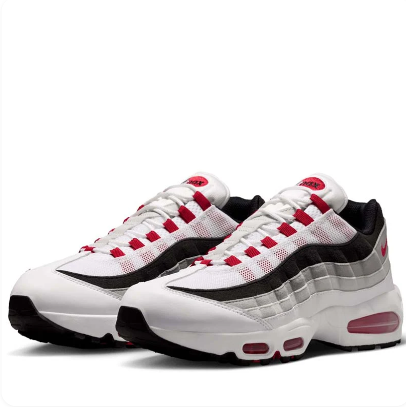 Nike Air Max Sneakers - White, Grey & Black with Red Accents