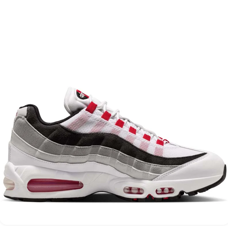 Nike Air Max Sneakers - White, Grey & Black with Red Accents