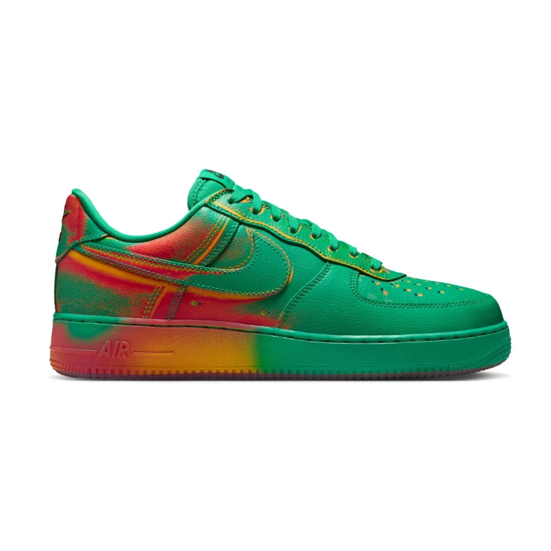 Nike Air Force 1 Sneakers - Green with Red & Orange Accents