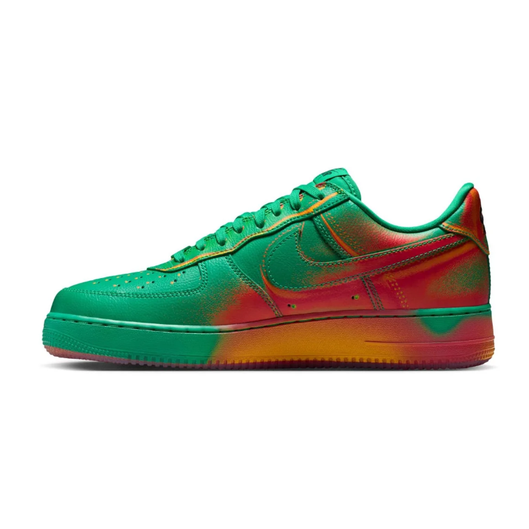 Nike Air Force 1 Sneakers - Green with Red & Orange Accents