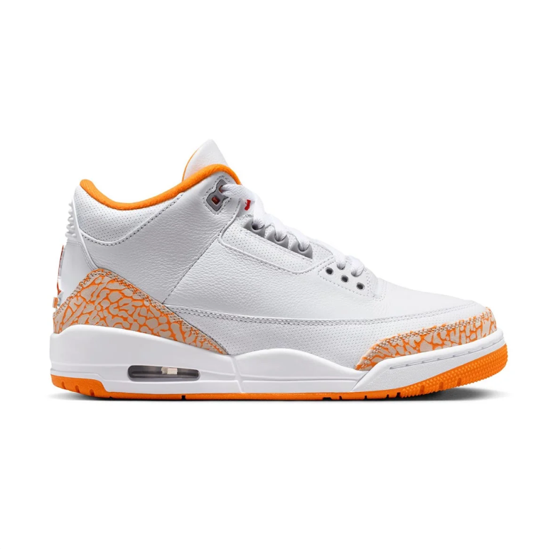 Jordan Sneakers - White & Orange with Crackle-Pattern Accents