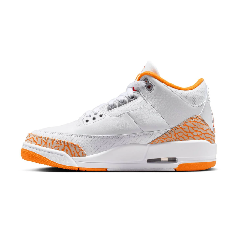 Jordan Sneakers - White & Orange with Crackle-Pattern Accents