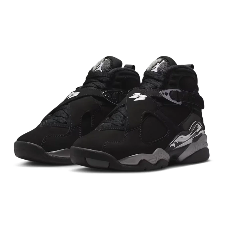 Jordan High-Top Sneakers - Black & Grey with Graphic Heel Accents