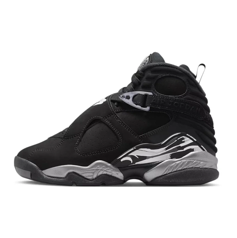 Jordan High-Top Sneakers - Black & Grey with Graphic Heel Accents